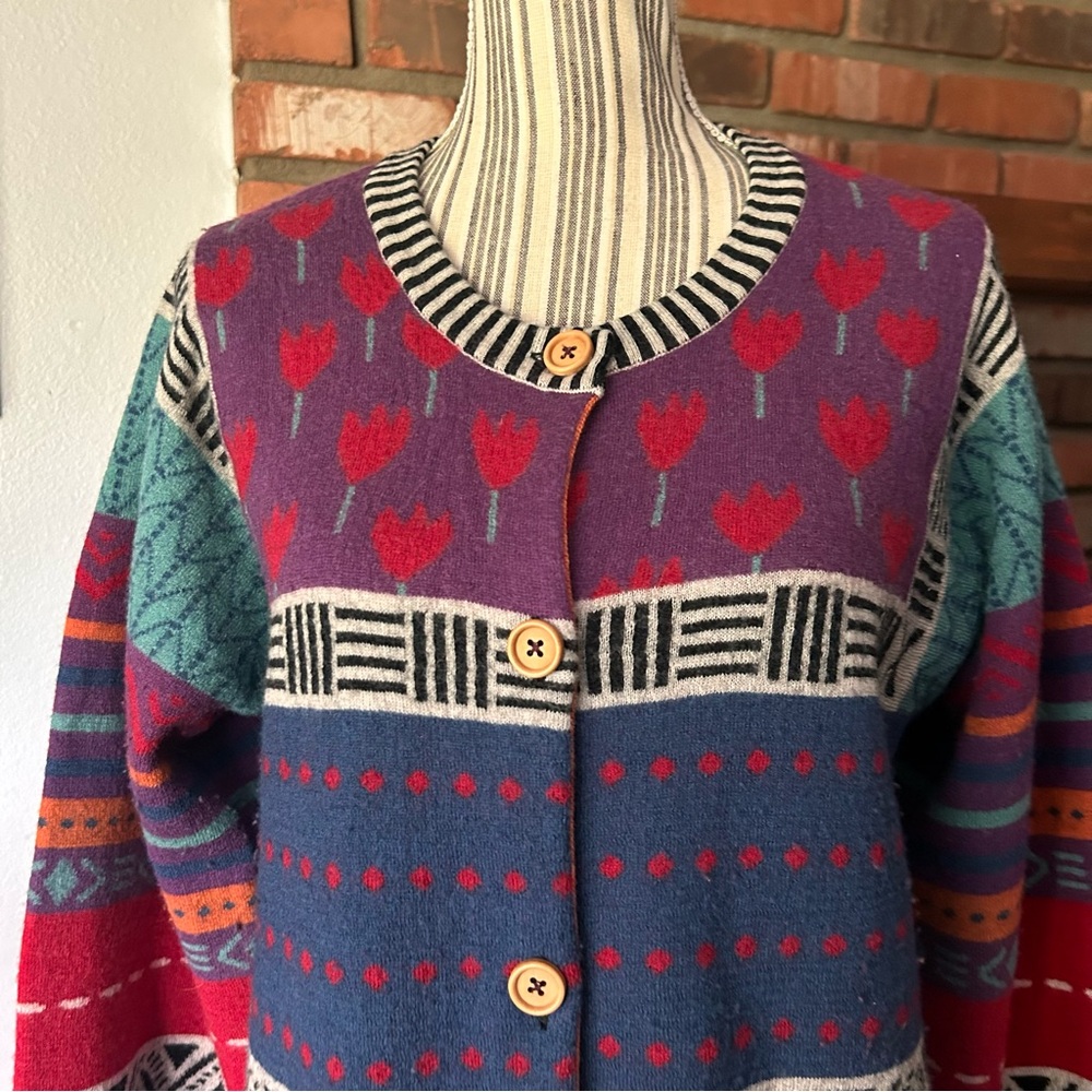 Gudrun Sjoden Floral Print Cardigan Sz M - Picture 4 of 9